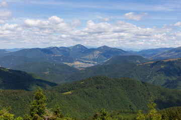 Summer Slovak Mountain Great Fatra, Velka Fatra, peaks Nova Hola (1361 m) and Zvolen (1403 m), views from them, Slovakia © Kajano