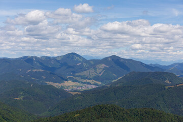 Summer Slovak Mountain Great Fatra, Velka Fatra, peaks Nova Hola (1361 m) and Zvolen (1403 m), views from them, Slovakia