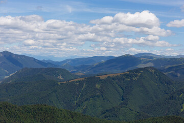 Summer Slovak Mountain Great Fatra, Velka Fatra, peaks Nova Hola (1361 m) and Zvolen (1403 m), views from them, Slovakia © Kajano