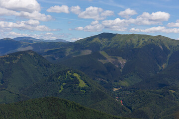 Summer Slovak Mountain Great Fatra, Velka Fatra, peaks Nova Hola (1361 m) and Zvolen (1403 m), views from them, Slovakia © Kajano
