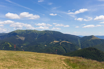Summer Slovak Mountain Great Fatra, Velka Fatra, peaks Nova Hola (1361 m) and Zvolen (1403 m), views from them, Slovakia © Kajano