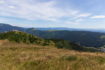 Summer Slovak Mountain Great Fatra, Velka Fatra, peaks Nova Hola (1361 m) and Zvolen (1403 m), views from them, Slovakia