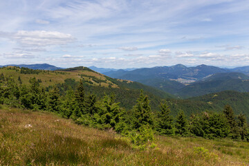 Summer Slovak Mountain Great Fatra, Velka Fatra, peaks Nova Hola (1361 m) and Zvolen (1403 m), views from them, Slovakia © Kajano