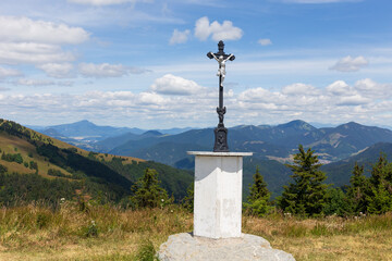 Summer Slovak Mountain Great Fatra, Velka Fatra, peaks Nova Hola (1361 m) and Zvolen (1403 m), views from them, Slovakia © Kajano