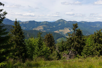 Summer Slovak Mountain Great Fatra, Velka Fatra, peaks Nova Hola (1361 m) and Zvolen (1403 m), views from them, Slovakia © Kajano