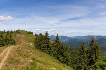 Summer Slovak Mountain Great Fatra, Velka Fatra, peaks Nova Hola (1361 m) and Zvolen (1403 m), views from them, Slovakia © Kajano