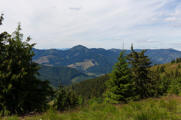 Summer Slovak Mountain Great Fatra, Velka Fatra, peaks Nova Hola (1361 m) and Zvolen (1403 m), views from them, Slovakia © Kajano