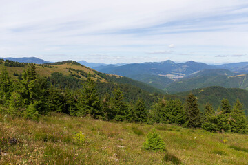 Summer Slovak Mountain Great Fatra, Velka Fatra, peaks Nova Hola (1361 m) and Zvolen (1403 m), views from them, Slovakia © Kajano