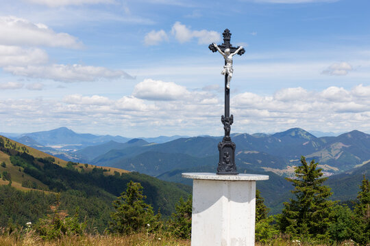 Summer Slovak Mountain Great Fatra, Velka Fatra, peaks Nova Hola (1361 m) and Zvolen (1403 m), views from them, Slovakia