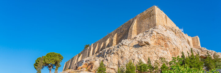 Famous Athens landmark Acropolis from the south side of the fortress, panorama