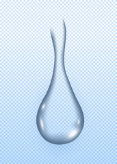 3d realistic drop water isolated on transparent background. Clear water. Vector 10 eps