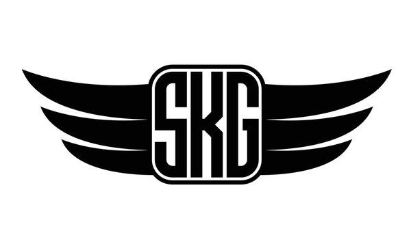 SKG three Letter wing minimalist creative concept icon eagle symbol professional logo design, Vector template