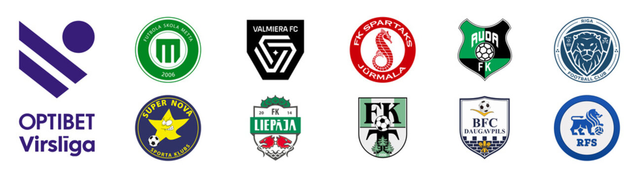 2022 Latvian Higher League season, Optibet Virslga, Latvia, Valmiera FC, FK RFS, Riga FC, FK Liepaja, FK Auda, BFC Daugavpils, FK Tukums 2000, FK Metta, Spartaks Jurmala, etc. Kyiv,Ukr - July 24, 2022