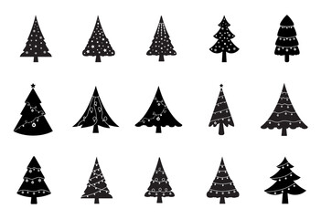Christmas tree set. A set of Christmas Tree. Vector illustration and Icon.