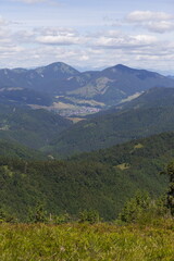Fototapeta premium Summer Slovak Mountain Great Fatra, Velka Fatra, peaks Nova Hola (1361 m) and Zvolen (1403 m), views from them, Slovakia