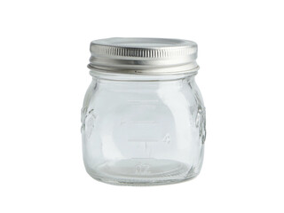 Empty glass bottle isolated on white background.