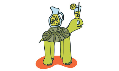 Cute Turtle with Lemonade