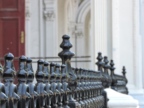 Black fence in central London