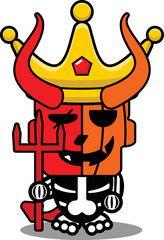 vector cartoon cute mascot skull pumpkin red devil king character