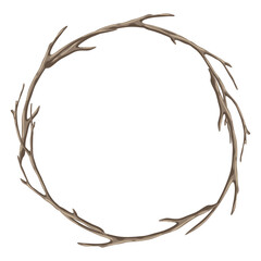 Frame with dry bare branches. Decorative natural twigs.