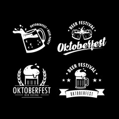 OKTOBERFEST LOGOS IN NEGATIVE COLOR STYLE. PREMIUM VECTOR SET