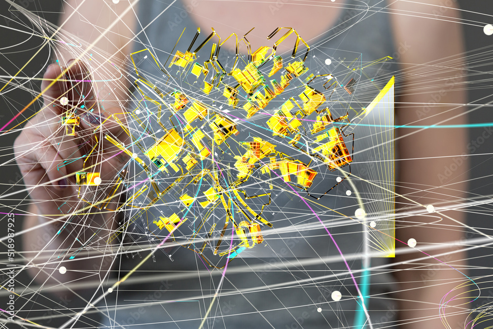 Poster conference digital network and data concept 3d