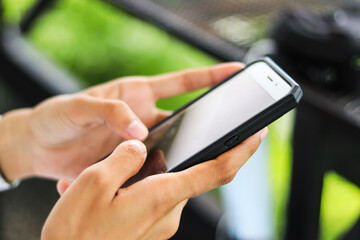 person using smartphone