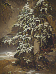 Fir tree in the snow