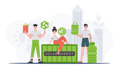 Concept of green world and ecology. ECO team. Flat style. Vector.