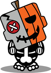 vector cartoon cute mascot skull character voodoo doll zombie pumpkin