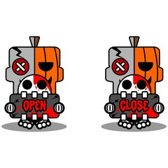 vector cartoon cute mascot skull character voodoo doll pumpkin
