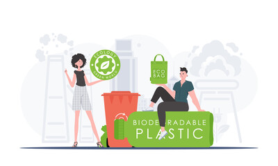 Concept of green world and ecology. ECO people. Trend style.Vector illustration.