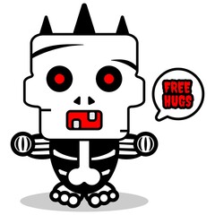 vector cartoon cute halloween skull autumn mascot character free hugs