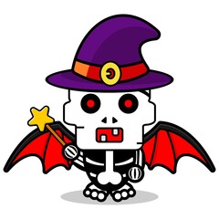 cartoon cute halloween skull autumn witch mascot character