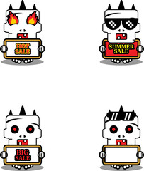 cartoon vector mascot character skull halloween cute autumn set bundle summer sale