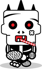 cartoon vector mascot skull halloween cute autumn sick character