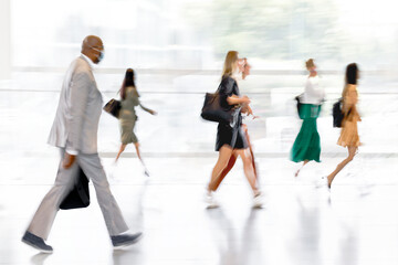 group of people in the lobby business center