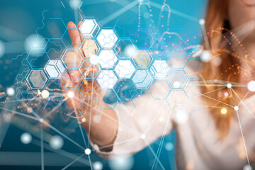 Connecting lines and dots.Big data visualization