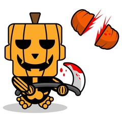 vector cartoon pumpkin mascot character halloween cute skull grim cut pumpkin