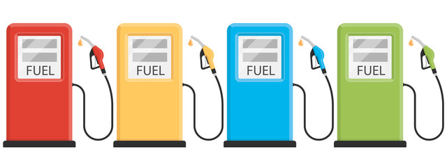 Gas station pump with fuel nozzle of petrol pump. Vector illustration.