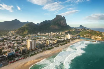 Foto op Plexiglas Aerial view of Barra da Tijuca and Pedra da Gavea Hill - Rio de Janeiro, Brazil © diegograndi