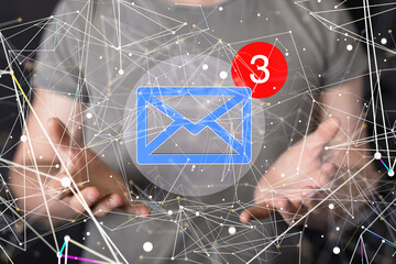 Hand Touching Email With Finger.