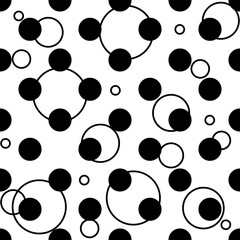 Black circle on white diagonal seamless pattern.