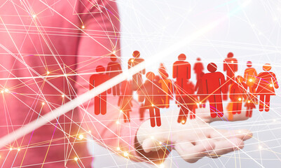 Neural network 3D illustration. Big data and cybersecurity