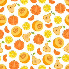 Exotic fruits seamless endless repeated pattern cover background concept. Vector cartoon design element illustration
