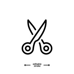scissors icon, cut, Cutting icons button, vector, sign, symbol, logo, illustration, editable stroke, flat design style isolated on white linear pictogram