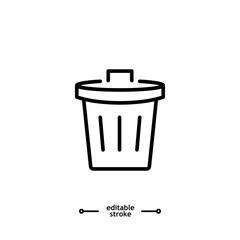 Trash Can Icon, garbage, clean Recycle bin icons button, vector, sign, symbol, logo, illustration, editable stroke, flat design style isolated on white linear pictogram