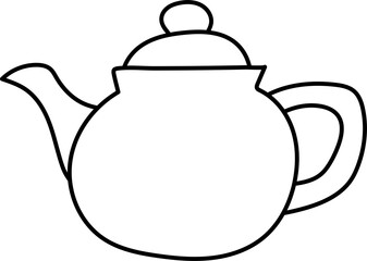 isolated icon black outline of a teapot on a white background