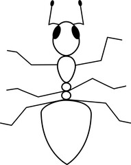 vector illustration of a black contour ant