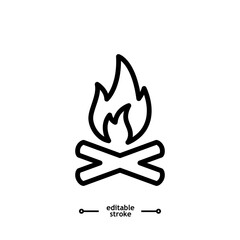 Fire flame icon vector, sign, symbol, logo, illustration, editable stroke, flat design style isolated on white linear